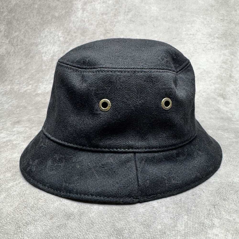 Louis Vuitton Black Denim Bucket Hat Monogram - Kids - Child Genuine 55cm